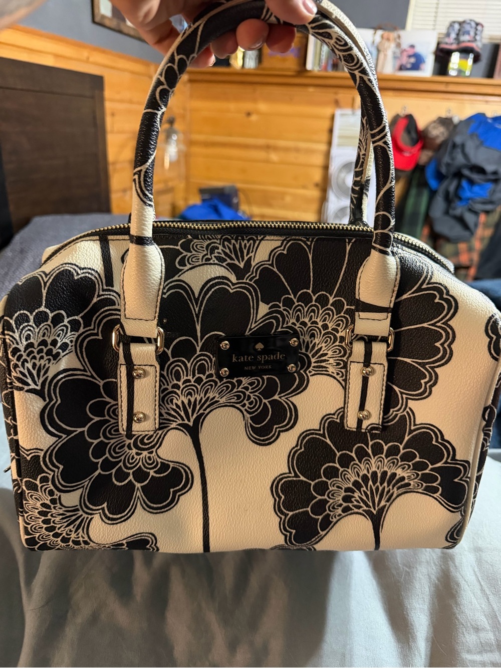 kate spade Black & White Floral Satchel - Picture 5 of 5